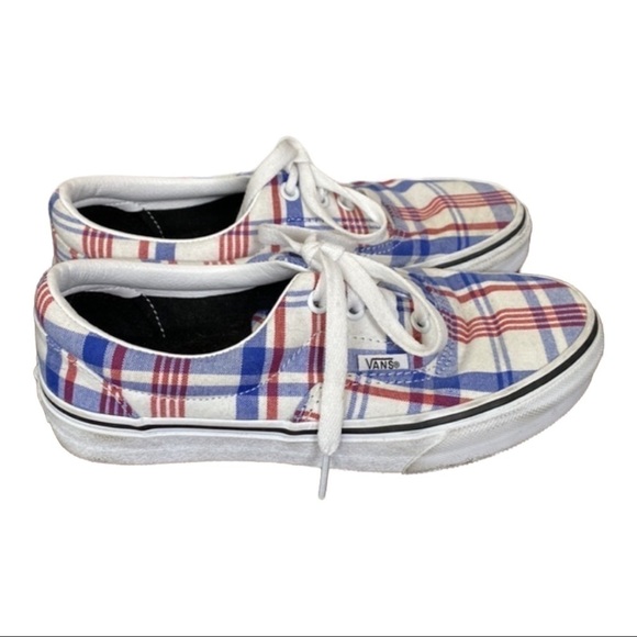 Vans Era True Plaid Red, White, Blue Sneakers Size 5 - Picture 3 of 8